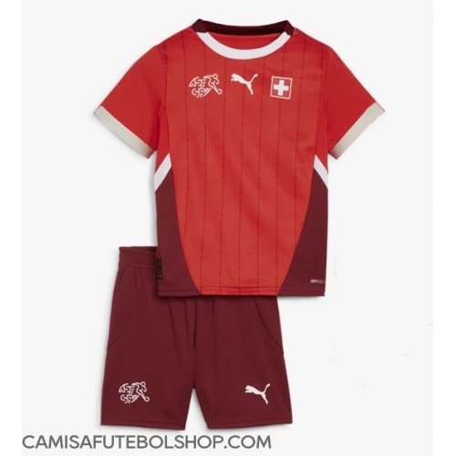 Camisa de time de futebol Suíça Replicas 1º Equipamento Infantil Europeu 2024 Manga Curta (+ Calças curtas)